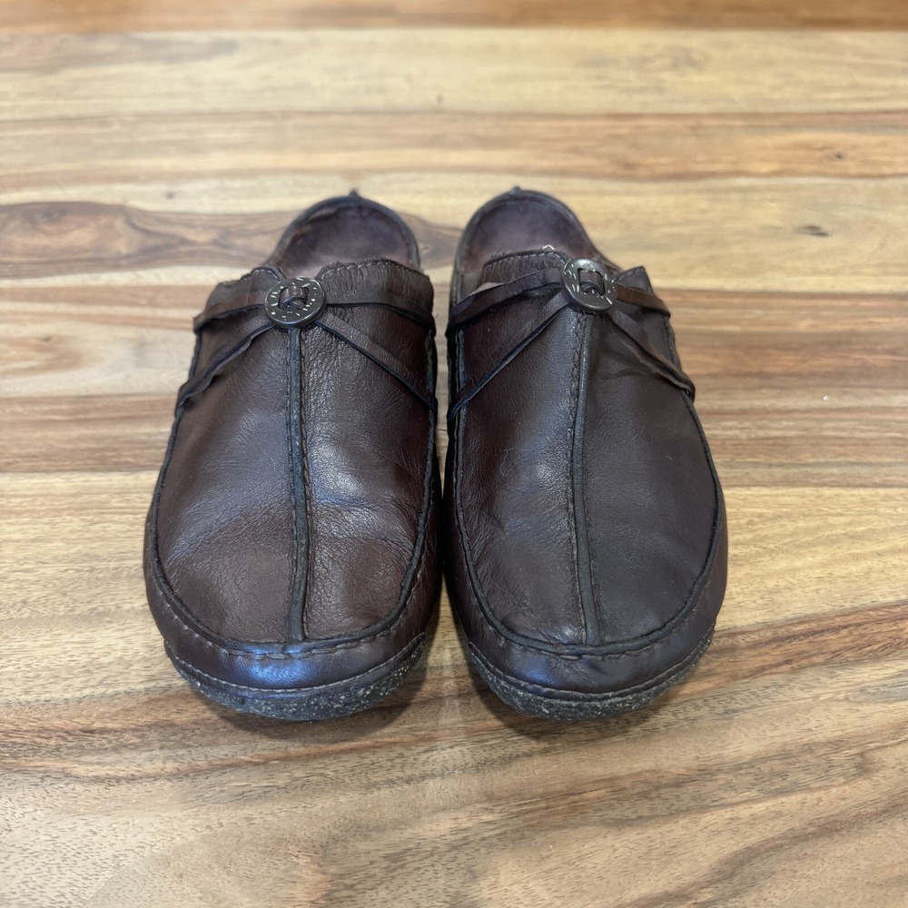 VTG!‎ Clarks Active Air Brown Leather Mules Clog Shoe Women 8M Wide Slip On - Picture 2 of 13